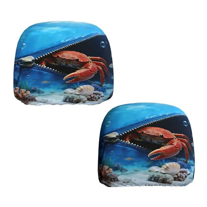 Fashion Car Headrest Covers Seaworld Crab Fabric Head Rest Cover for SUV Truck Blue - color: Funny Carb Blue