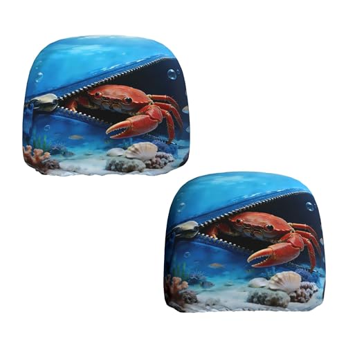 Fashion Car Headrest Covers Seaworld Crab Fabric Head Rest Cover for SUV Truck Blue - color: Funny Carb Blue