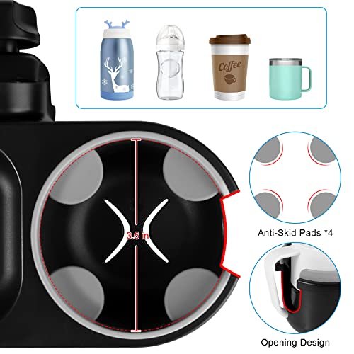 Accmor Stroller Cup Holder with Tray, Universal Cup Holder Tray for Uppababy Nuna Doona Strollers, Bottle Drinks Holder for Stroller, Wheelchair, Walker - style: Tray-2 in-1-Grey