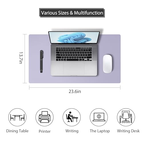 Leather Desk Pad Protector, Mouse Pad, Non-slip Computer Mat, PU Leather Office Mat for Home & Office, Waterproof Laptop Desk Blotter for Keyboard and Mouse, Violet Tulip (13.7''X23.6'') - color: Violettulip, size: 13.7''X23.6''