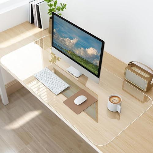 Clear Desk Mat, Non-Slip PVC Desk Protector Mat with Round Edge, Heat Resistant & Waterproof Clear Desk Writing Mat for Home and Office (23.6"*15.7") - size: 23.6" x 15.7"