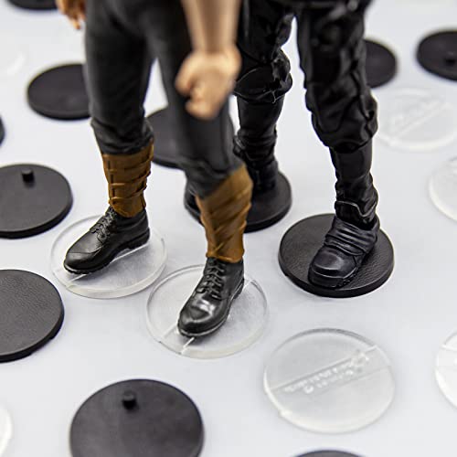 56PCS Action Figure 6 inch Display Stand, Toy Support Holder Stands Base, Compatible with GiJeo Classified Series/Mavel Legends Series/D C/Mo tu 1/12 Figures, Mix Clear & Black - color: 56PACK Transparent&Black(Round)