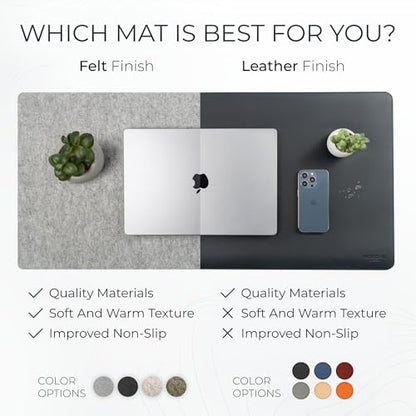 Nordik Large Felt Desk Mat – Stone Oat Beige – 35 x 17 inch – Computer Desk Mat – Keyboard and Mouse Pad – Large Desktop Felt Pad - color: Stone Oat