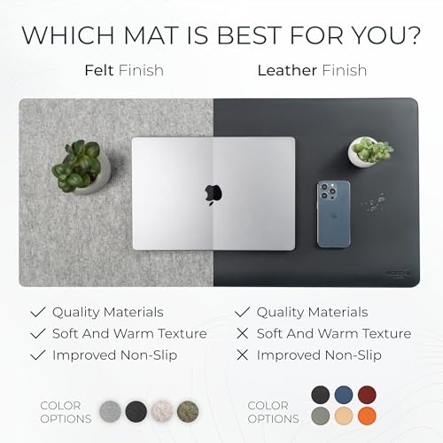 Nordik Large Felt Desk Mat – Stone Oat Beige – 35 x 17 inch – Computer Desk Mat – Keyboard and Mouse Pad – Large Desktop Felt Pad - color: Stone Oat