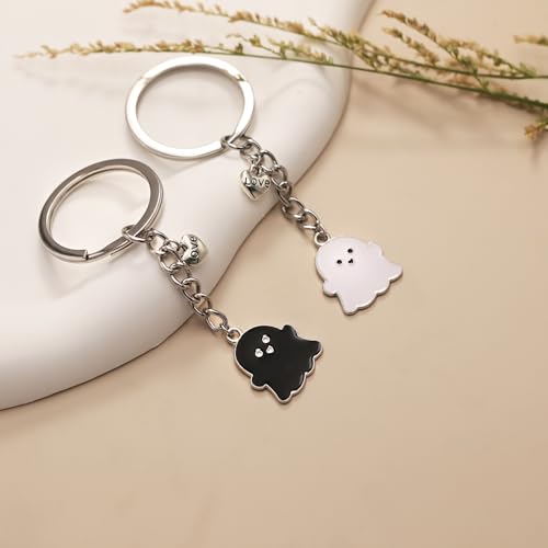 PRCOLUX Funny Cute Ghost Keychain Gifts for Sisters Boyfriend Girlfriend Couple Halloween Christmas Birthday Graduation Gifts - style: Ghost Couple