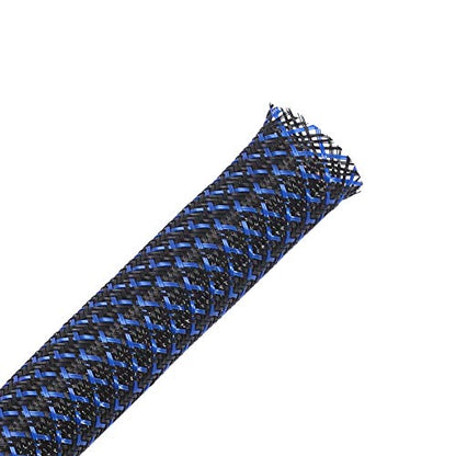 100ft - 1 inch PET Expandable Braided Sleeving – BlackBlue – Alex Tech Braided Cable Sleeve - color: Blackblue, size: 1"-100ft