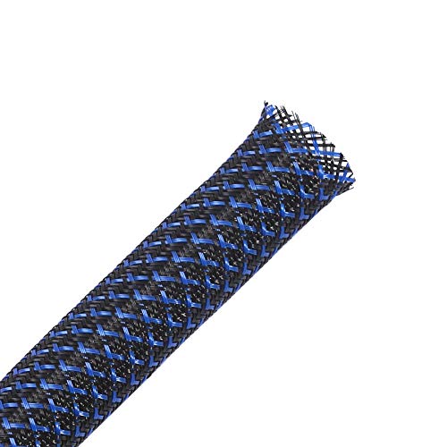 25ft - 1 inch PET Expandable Braided Sleeving – BlackBlue – Alex Tech Braided Cable Sleeve - color: Blackblue, size: 1"-25ft