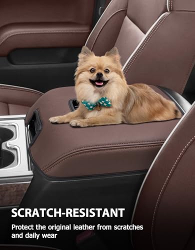 Center Console Armrest Cover for GMC Sierra & Chevrolet Silverado 2014-2018, Tahoe & Yukon & Suburban 2015-2020, Bucket Seat, Car Arm Rest Protector, High Country Brown - color: High Country Brown