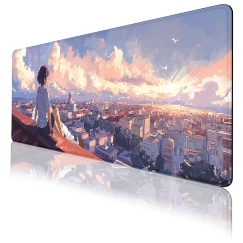 Anime Sunset Gaming Mouse Pad Golden Sky Dream XL Mouse Pad Large Mousepad Extended Laptop Keyboard Mat Gaming Desk Pad Mouse Mat Office Computer Keyboard Laptop 31.5"x11.8" - color: Anime Sunset, size: 31.5L x 11.8W inches
