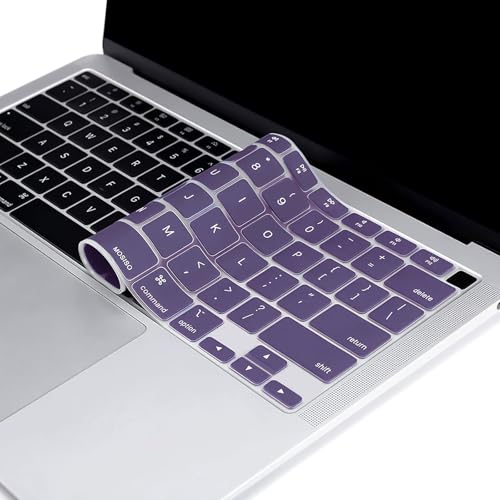 MOSISO Keyboard Cover Compatible with MacBook Air 13 inch 2022 2021 2020 Release A2337 M1 A2179 Retina Display with Touch ID Backlit Magic Keyboard, Waterproof Protective Silicone Skin,Imperial Purple - color: Imperial Purple