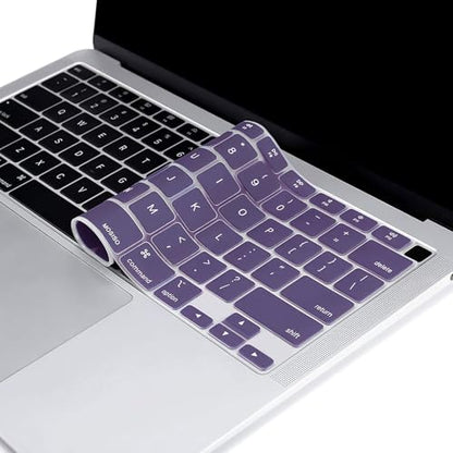 MOSISO Keyboard Cover Compatible with MacBook Air 13 inch 2022 2021 2020 Release A2337 M1 A2179 Retina Display with Touch ID Backlit Magic Keyboard, Waterproof Protective Silicone Skin,Imperial Purple - color: Imperial Purple