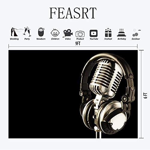 9x6ft Music Theme Birthday Background Microphone Birthday Party Decoration Music Theme Party Photography Background Props BJAY13 - size: 9x6FT