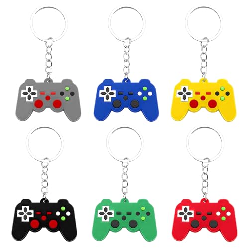 6PCS Video Game Controller Keychain, Mini Cute Gaming Handle Keyring, Game Controller Car Key Fob for Men Women - color: 6 Pcs