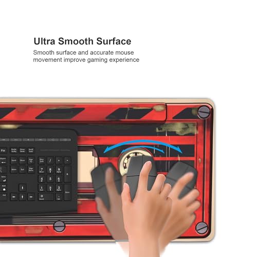 Retro Cassette Tape Desk Mat, Red and Black, 35.4 x 15.7 Inches, Anti-Slip Base, Gaming Mouse Pad - color: Red tape