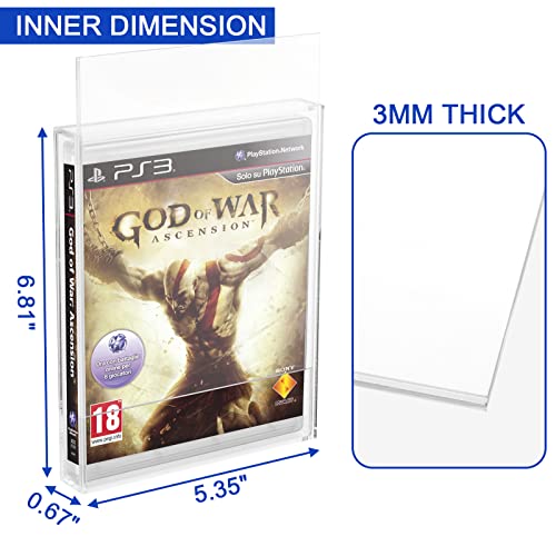 Clear Acrylic Protector Case for PS3 PS4 PS5 Xbox One Game Case | 3mm Thick Dustproof Display Case, Video Game Box Protective Case, Wall Storage Holder, for Retro Game Collector, Pack of 1