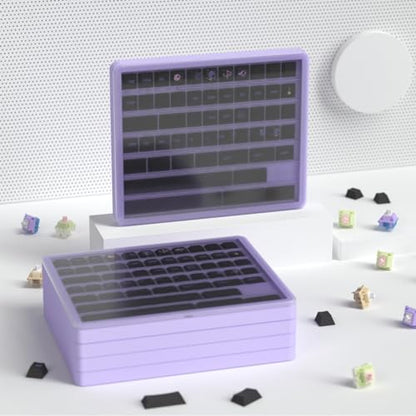 Sumgsn Keycaps Storage Box, Keycaps Container, 130 Keys Transparent Display Case Holds 7u Spacebar/Big Enter Key for XDA/Cherry/MOA/MAO Profile Mechanical Keyboard (Purple) - color: purple