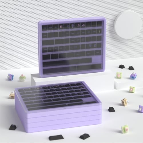Sumgsn Keycaps Storage Box, Keycaps Container, 130 Keys Transparent Display Case Holds 7u Spacebar/Big Enter Key for XDA/Cherry/MOA/MAO Profile Mechanical Keyboard (Purple) - color: purple