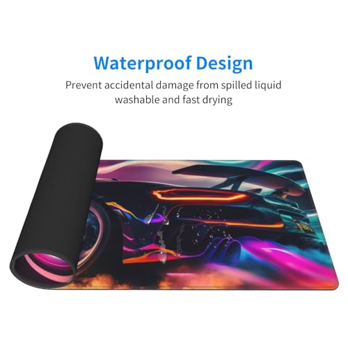 Race Car Gaming Mouse Pad, Sports Car Racing Car Game Large Extended Desk Mat 11.8X 31.5 inches with Non-Slip Base & Stitched Edges, Waterproof Desk Mat for Office, Home, Laptop, Computer Keyboard - color: Race Car_05