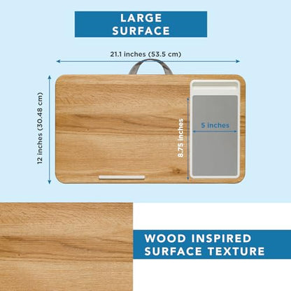 LAPGEAR Home Office Lap Desk with Device Ledge, Mouse Pad, and Phone Holder - Oak Woodgrain - Fits up to 15.6 Inch Laptops - Style No. 91589 - color: Oak Woodgrain, size: Home Office W/Device Ledge