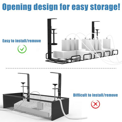 Under Desk Cable Management Tray, No Drill Steel Cord Organizer Kit with 52Pcs Different Essential Accessories for Home Office Standing Desk (15.7/13.4inch, Black) - size: 51-Piece