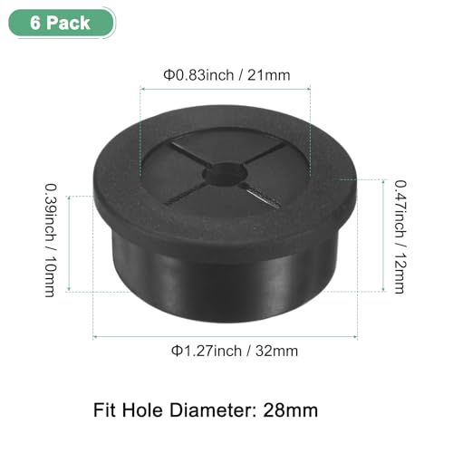M METERXITY 6-Pack Rubber Grommets for Wiring 28mm Desk Grommet Double-Sided Flexible Cable Cord Grommet Desk Hole Cover for Cables/Wires Through Protection Cable Grommet [Black] - size: 28mm