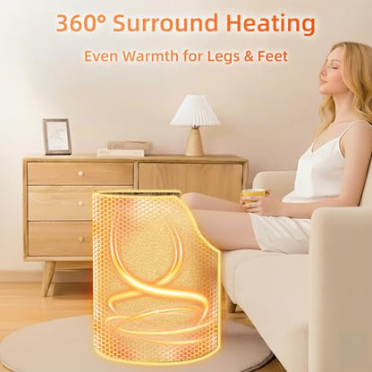 Under Desk Heater, 150W Quiet Foot Warmers for Feet with Detachable Foot Heating Pad, Graphene Radiant Heat Panel with Thermostat & Timer, Portable Energy-Saving for Office/Home chochoyah - color: Light Grey Cylindrical