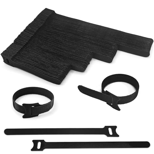 100pcs Reusable Cable Ties - Hook and Loop Straps for Cable Management - Adjustable Cord Organizer & Wire Ties for Electronics, Home, Office & Desk - 4 Sizes (8/6/5/4 Inch) - style: 8+6+5+4 Inch