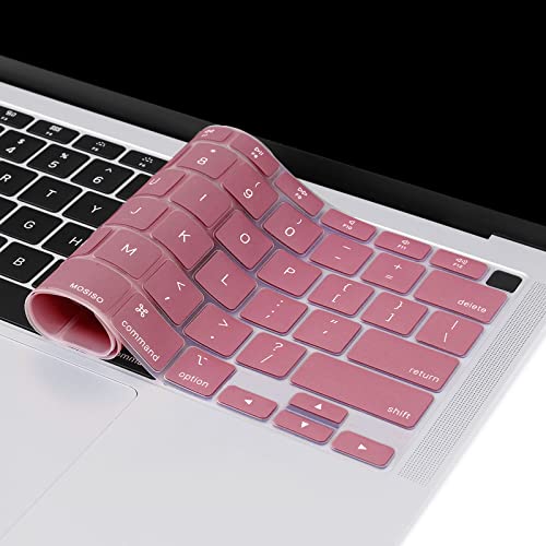 MOSISO Keyboard Cover Compatible with MacBook Air 13 inch 2022 2021 2020 Release A2337 M1 A2179 Retina Display with Touch ID Backlit Magic Keyboard, Waterproof Protective Silicone Skin, Tea Petal Pink - color: Tea Petal Pink