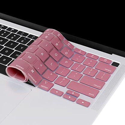 MOSISO Keyboard Cover Compatible with MacBook Air 13 inch 2022 2021 2020 Release A2337 M1 A2179 Retina Display with Touch ID Backlit Magic Keyboard, Waterproof Protective Silicone Skin, Tea Petal Pink - color: Tea Petal Pink
