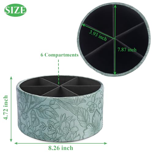 Remote Control Holder, 360°Spinning PU Leather Desk TV Remote Caddy,Desk Storage Box Room Accessories for Controller, Media,Mail,Calculator, Mobile Phone,Pencil(1-Carved Green2) - color: 1-Big Carved Green2