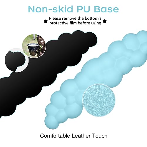 JIKIOU Upgrade Leather Cloud Keyboard Wrist Rest, Cloud Wrist Rest with Non-Slip PU Base, Comfortable Memory Foam Wrist Rest for Computer Laptop Mac Gaming Office and Pain Relief Christmas Wish Gift - color: 11blue