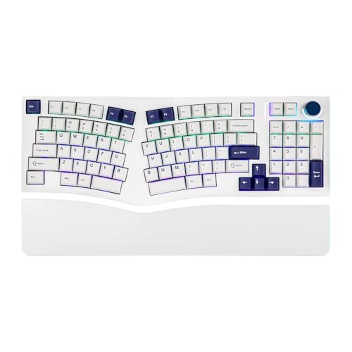 MechLands Feker Alice98 Ergonomic 98 Keys Custom Mechanical Keyboard, VIA Programmable, USB-C Wired Gaming Keyboard, Hot Swappable, 5 Layer Paddings, Control Knob, NKRO, RGB for Win/Mac (White) - color: White
