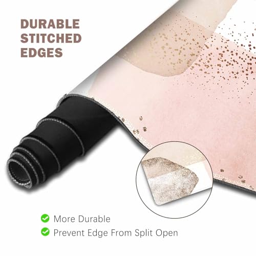 ToLuLu Extended Gaming Mouse Pad, Memory Foam Ergonomic Keyboard Mouse Wrist Rest Support Set, Large Desk Mat with Stitched Edges, Non-Slip Base Mousepad for Home Office Game Study, Pink Gold - color: Pink Gold