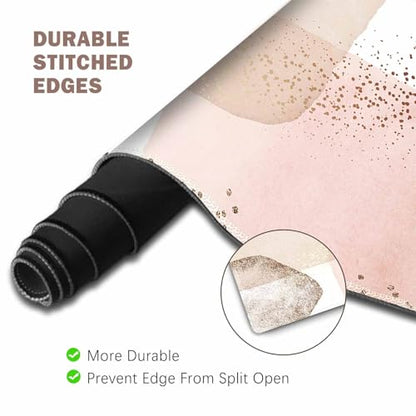 ToLuLu Extended Gaming Mouse Pad, Memory Foam Ergonomic Keyboard Mouse Wrist Rest Support Set, Large Desk Mat with Stitched Edges, Non-Slip Base Mousepad for Home Office Game Study, Pink Gold - color: Pink Gold