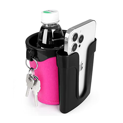 Accmor 3-in-1 Bike Cup Holder with Cell Phone Keys Holder, Bike Water Bottle Holders, Universal Bar Drink Cup Can Holder for Bicycles, Motorcycles, Scooters, Black Pink - color: Black Pink
