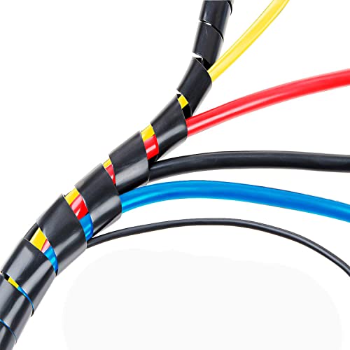 50Ft XHF 1/4" Spiral Cable Wrap 6mm(Wrapping Range:4mm-50mm) Spiral Wire Wrap Cord for Computer Electrical Wire Organizer Sleeve Hose RoHS Black - size: Dia 6MM-Length 15M