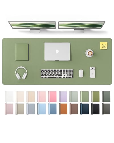 YSAGi Leather Desk Pad Protector, Office Desk Mat, Large Mouse Pad, Non-Slip PU Leather Desk Blotter, Laptop Desk Pad, Waterproof Desk Writing Pad for Office and Home (Bamboo Green,55" x 17.2") - color: Bamboo Green, size: 55" x 17.2"