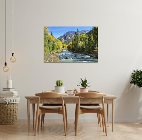 SKASNFAI Colorado River Wall Art Colourful Mountains Stream for Pictures Office Decor Living Room Nature Landscape Photography Artwork Print Framed 20X30 Inch - color: Mountain 01, size: 20"L x 30"W