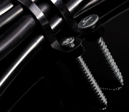 Black 5.9 Inch Nylon Zip Tie with Screw Holes, 100 Pcs, Includes 100 Pcs Black M4 x 12 Stainless Steel Screws for Daily Fastening - color: Black