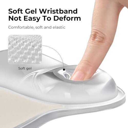 EooCoo Ergonomic Waterproof Mouse Pad with Gel Wrist Rest Support | Middle Concave Design, Leather Mouse Pad, Relieve Wrist Pain, Non-Slip Base, Office Desk Accessories, Non-Slip Base - color: Transparent White