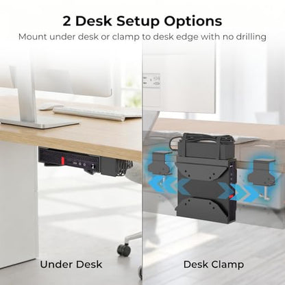 Mini PC VESA Mount for Lenovo with Desk Clamp Behind Monitor/Wall/Under Desk/C-Clamp Desktop Mounting Bracket for Lenovo ThinkCentre M600 M700 M710Q M910Q Tiny Desktops Mini PC Mount to Monitor Arm