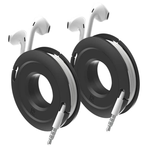 Side Winder Mini and Max Headphone, Earbud and Charging Cable Winder and Organizer Perfect for Wrapping Earbuds and Cords for Travel and Organization 2-Pack (Black, Mini) - color: Black, size: Mini