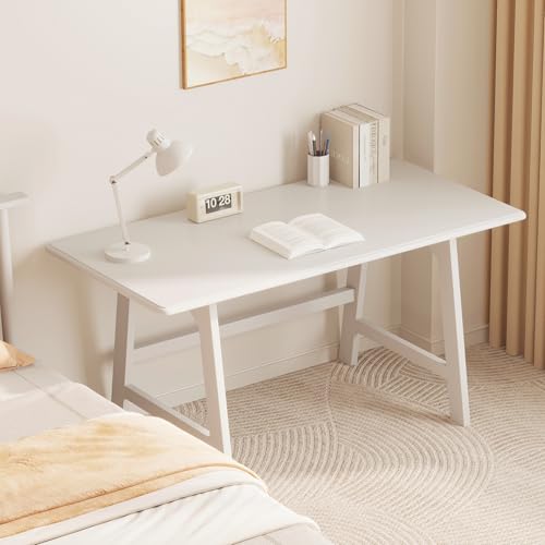 IOTXY Solid Wood Writing Table - 48" W x 24" D Minimalist Computer Desk for Home Office, Work, Study, Creativity, and PC Workstation, White - color: White, size: 48" W