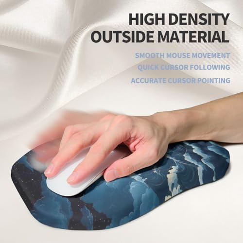 Ergonomic Raised Mouse Pad Wrist Support with Bilateral Slope Memory Foam Mousepad for Wrist Rest and Carpal Tunnel Pain Relief 11.8x7.9〃Indigo Fury Wave - color: Indigo Fury Wave