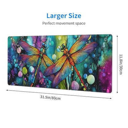 Dragonfly Mouse Pad Extended Large Gaming Mouse Pad XL Stitched Edges for Gamer Home Office 31.5 X 11.8 Inch - color: Dragonfly 11