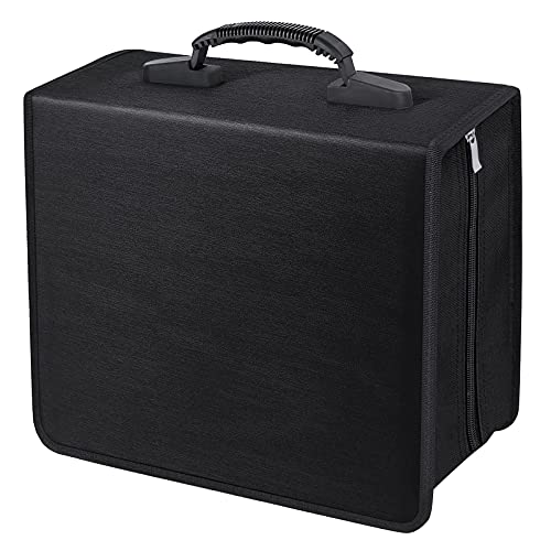 Siveit CD/DVD Binder, CD DVD Case Holder Binder 400 Capacity CD/DVD Wallet Storage Booklet Album Box (White binder, Black) - color: Black, size: White binder
