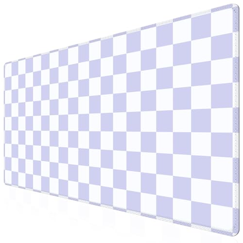 iCasso Desk Pad Mat, Desk Matt for Desktop, Cute XXL Large Mouse Pad, Anti-Slip Big Mousepad with Stitched Edges, Keyboard Pad Mouse Mat for Computer (Purple Checkered) - color: Purple Checkered