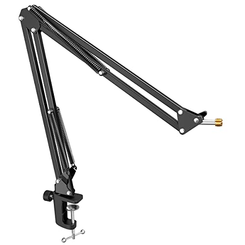 Microphone Arm Stand, FIFINE Suspension Boom Scissor Mic Stand with Heavy Duty Clamp, 3/8" to 5/8" Adapter, for Voice-Over, Gaming, Recording, Studio, Home Office (CS1) - color: Black, size: CS1