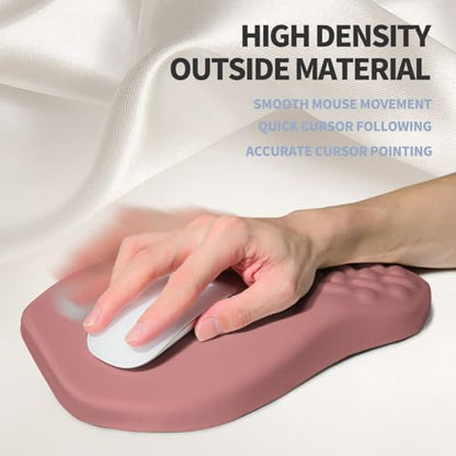 Ergonomic Raised Mouse Pad Wrist Support with Bilateral Slope Memory Foam Mousepad for Wrist Rest and Carpal Tunnel Pain Relief 11.8x7.9〃 Salmon Pink - color: Salmon Pink