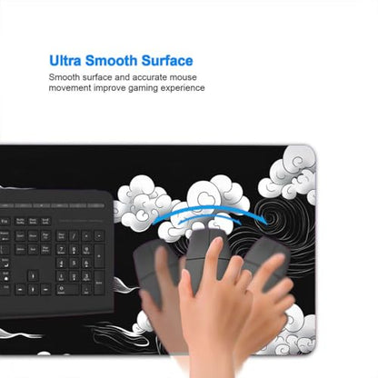 Cloud Desk Mat Oriental Wind Swirl Asian Ink Black Sky Art Mousepad XL Large Gaming Mouse Pad Laptop Keyboard Mat Desk Pad Daily Use with Keyboard and Laptop Devices 31.5x11.8 Inch - color: Cloud